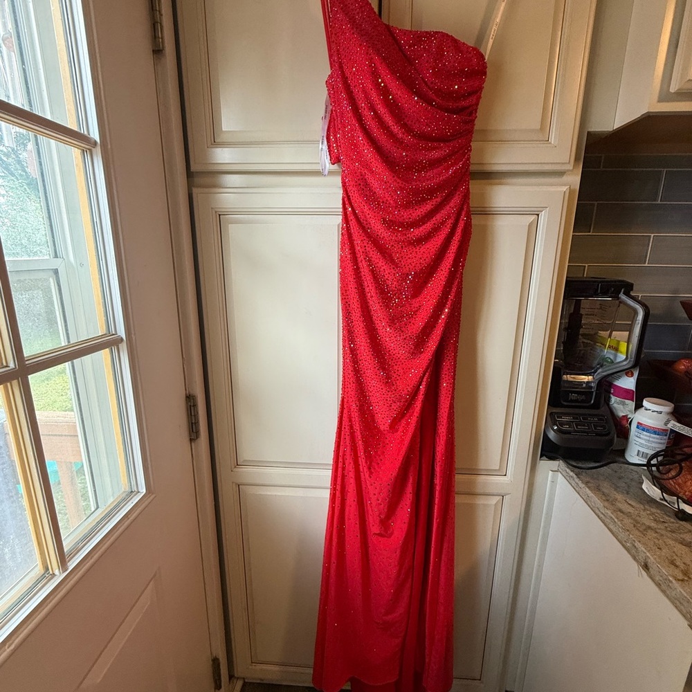 Sherri Hill Red One-Shoulder Gown